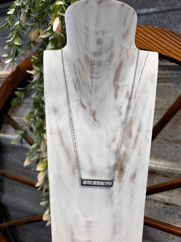 White Stone Bar Necklace