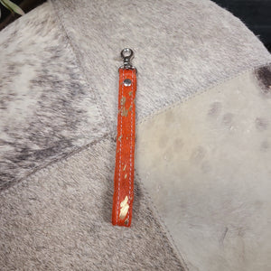 Orange Leather Keychain
