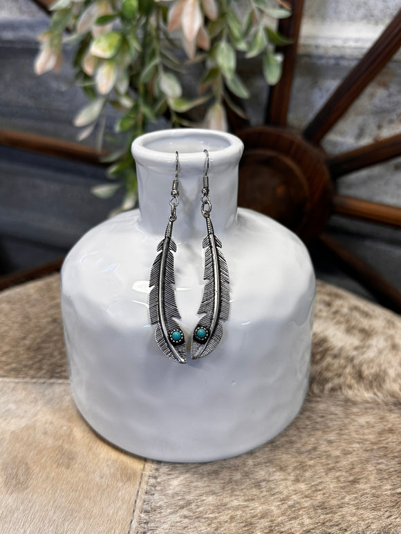 Feather and Turquoise Earring