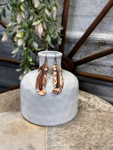 Copper Feather Earring