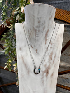 Simple horseshoe Necklace with Turquoise accent