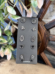Black Cactus Earring Set
