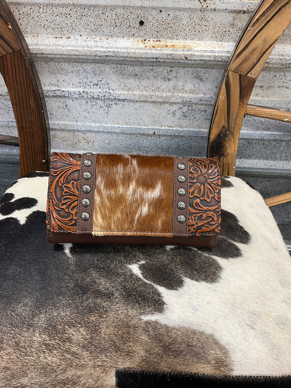 Trinity Ranch Brown Floral Tooled Wallet