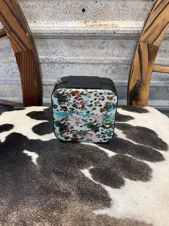 Mini Jewelry Case - Turquoise Cow